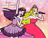 Dibujo Barbie y la princesa cantando pintado por JULLIETH 