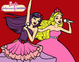 Dibujo Barbie y la princesa cantando pintado por lore_luis