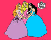 Dibujo Barbie y sus amigas princesas pintado por Regi100