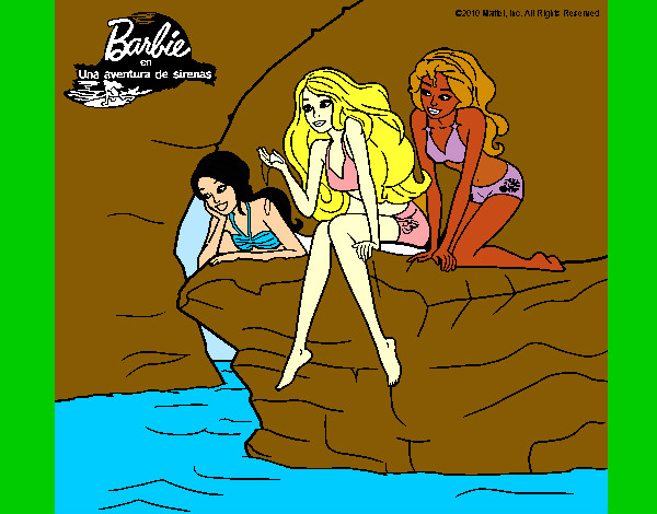 Dibujo Barbie y sus amigas sentadas pintado por Regi100