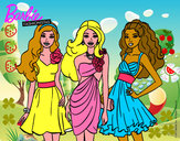 Dibujo Barbie y sus amigas vestidas de fiesta pintado por alexha