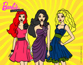 Dibujo Barbie y sus amigas vestidas de fiesta pintado por mary8cruz