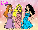 Dibujo Barbie y sus amigas vestidas de fiesta pintado por Regi100