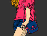 Dibujo Chica con bolso pintado por lauri10