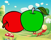 Dibujo Dos manzanas pintado por vickylunar