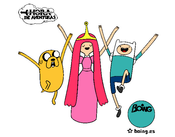 Dibujo Jake, Princesa Chicle y Finn pintado por minerva23
