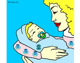 Dibujo Madre con su bebe II pintado por leslylibet