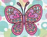 Dibujo Mandala mariposa pintado por leslii