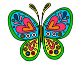 Dibujo Mandala mariposa pintado por waloro