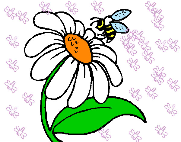 Dibujo Margarita con abeja pintado por minerva23