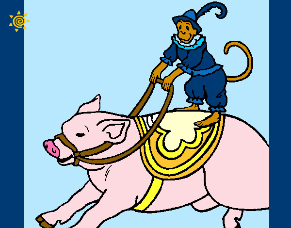 Dibujo Mono y cerdo pintado por igael