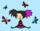 Dibujo Niña con mariposas pintado por prinsel100