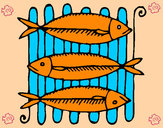 Dibujo Pescado a la brasa pintado por shugiro