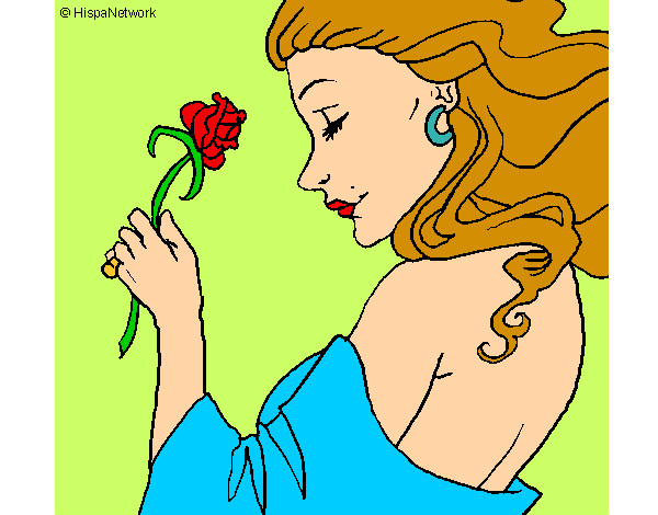 Dibujo Princesa con una rosa pintado por hilce