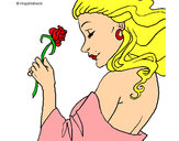 Dibujo Princesa con una rosa pintado por Zapdos