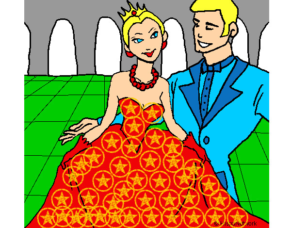 Dibujo Princesa y príncipe en el baile pintado por Zapdos
