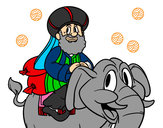 Dibujo Rey Baltasar en elefante pintado por lauraM