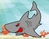 Dibujo Tiburón enfadado pintado por Mejorarte