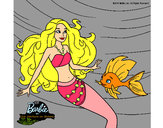 Dibujo Barbie sirena con su amiga pez pintado por mowglina