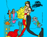 Dibujo Barbie sirena y la reina sirena pintado por amalia