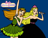 Dibujo Barbie y la princesa cantando pintado por amalia