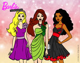 Dibujo Barbie y sus amigas vestidas de fiesta pintado por tauro69