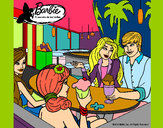 Dibujo Barbie y sus amigos en la heladería pintado por mowglina