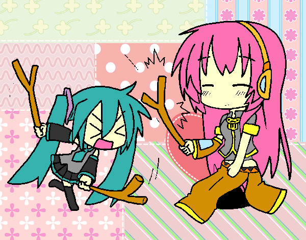 chibi miku y chibi luka