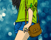 Dibujo Chica con bolso pintado por arianachia