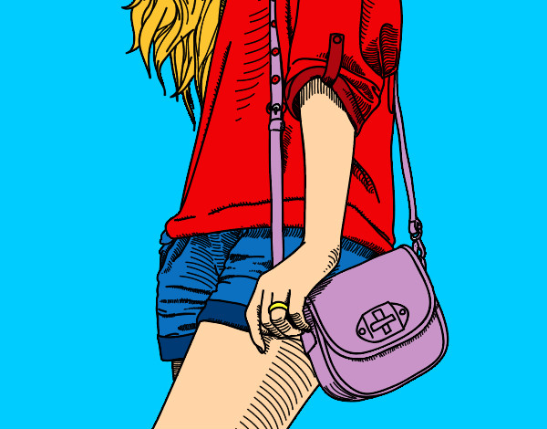Dibujo Chica con bolso pintado por Canica3
