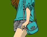 Dibujo Chica con bolso pintado por valeria-z