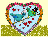 Dibujo Corazón con pájaros pintado por mowglina