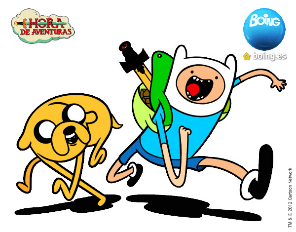 Dibujo Finn y Jake pintado por bear100