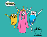 Dibujo Jake, Princesa Chicle y Finn pintado por jerem