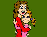 Dibujo Madre e hija abrazadas pintado por mowglina