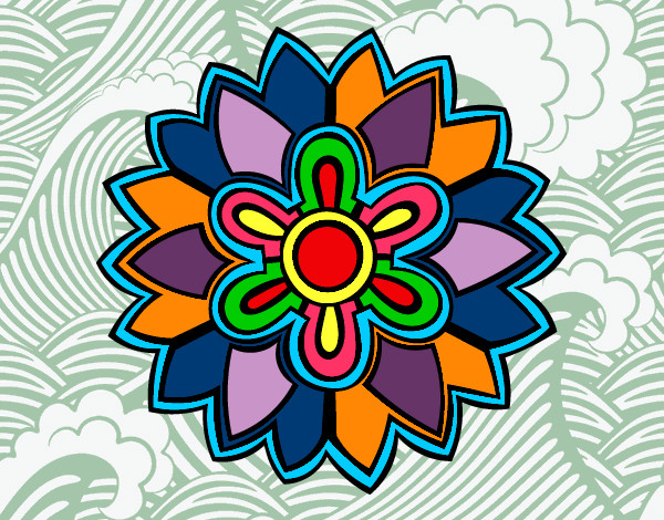 Dibujo Mándala con forma de flor weiss pintado por danaemanri