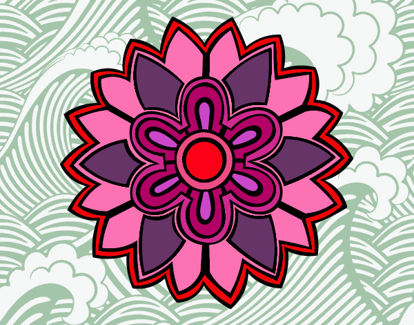 Dibujo Mándala con forma de flor weiss pintado por tizu