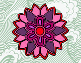 Dibujo Mándala con forma de flor weiss pintado por tizu