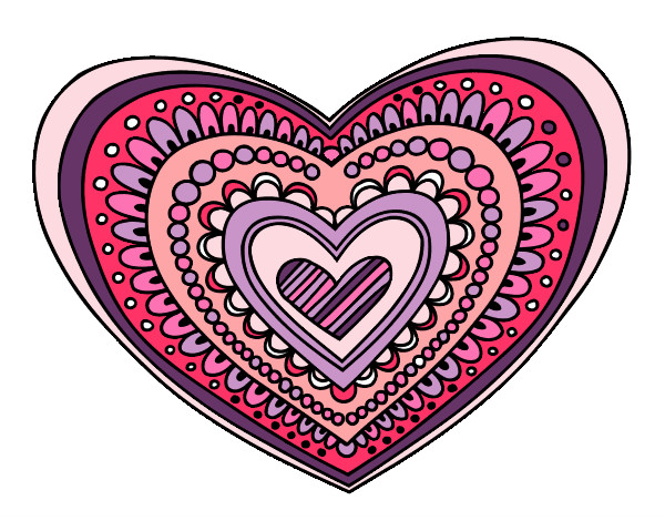 Dibujo Mandala corazón pintado por vicu