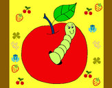Dibujo Manzana con gusano pintado por Brisatello