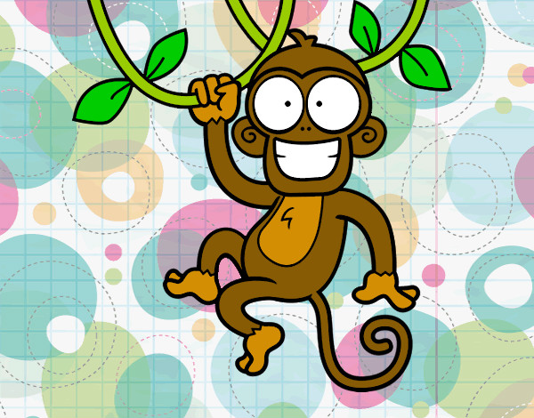 Dibujo Mono colgado pintado por danaemanri