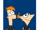 Dibujo Phineas y Ferb pintado por chachis