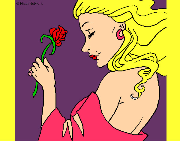 Dibujo Princesa con una rosa pintado por vevaan