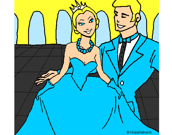 Dibujo Princesa y príncipe en el baile pintado por vevaan
