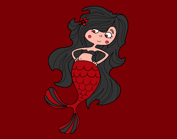 Dibujo Sirena con los brazos en la cardera pintado por kitamy