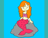 Dibujo Sirena sentada en una roca pintado por julybedoll