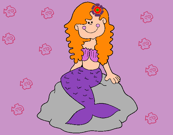 Dibujo Sirena sentada en una roca pintado por kitamy