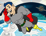 Dibujo Superhéroe volando pintado por CROS