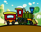 Dibujo Tren con vagón pintado por vicu