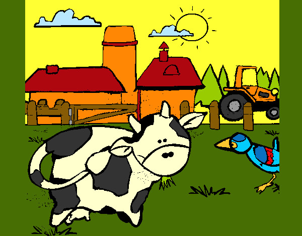 Vaca en la granja